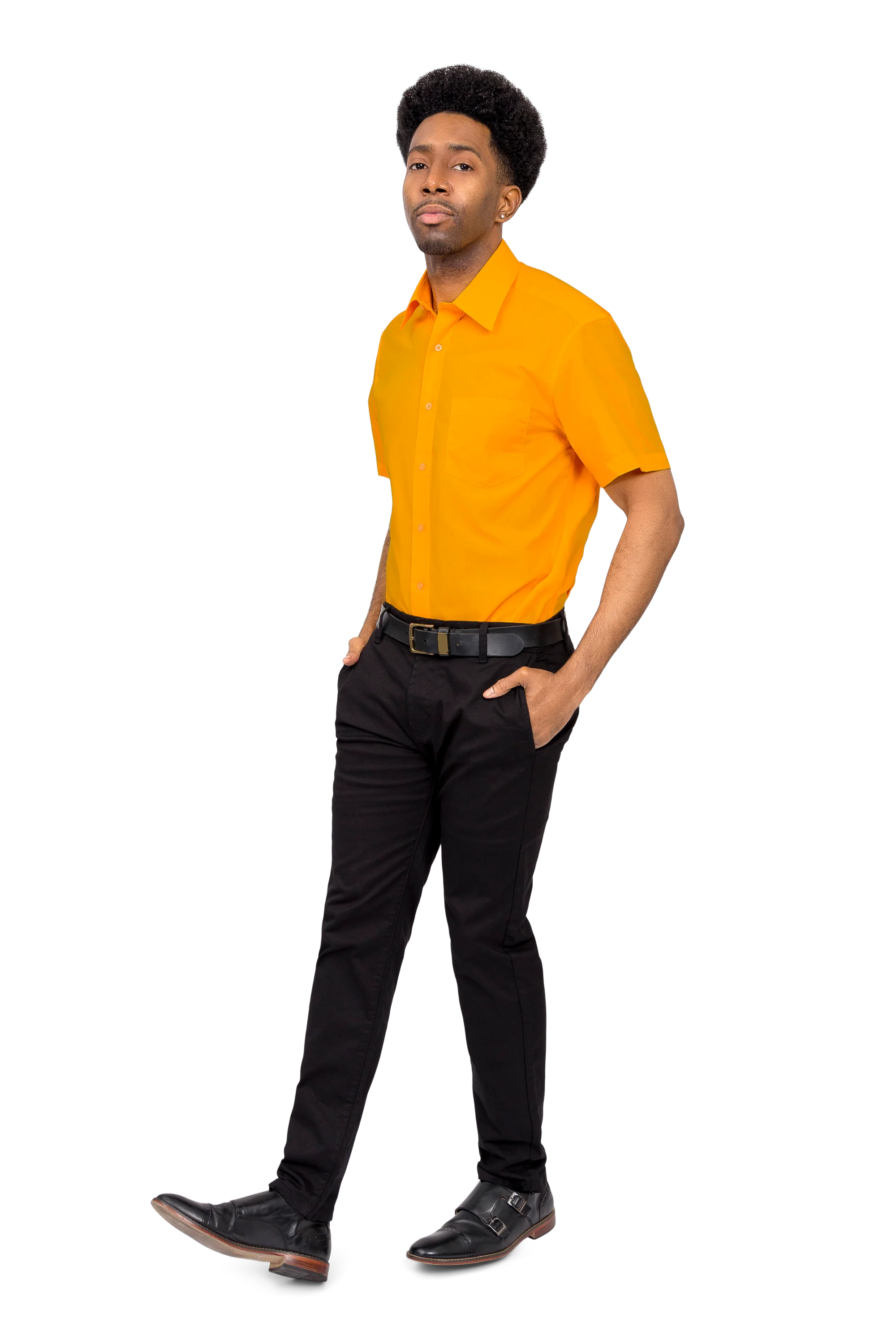 Men's Regular Fit Short Sleeve Solid Color Dress Shirts - Image 124