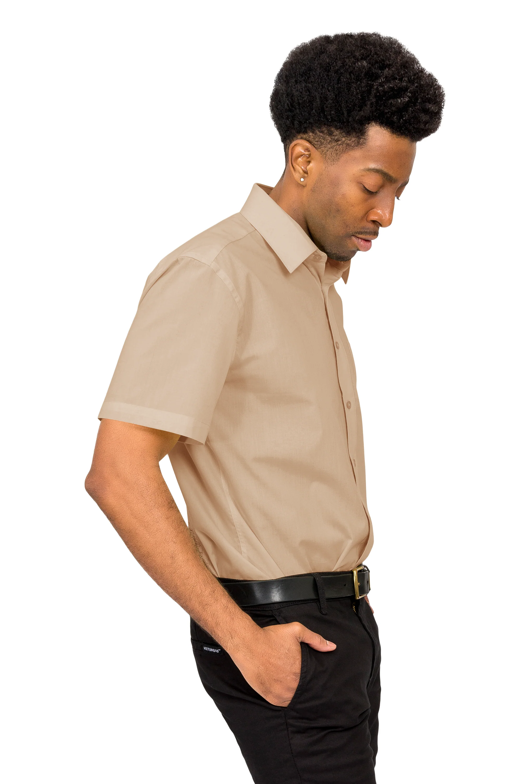 Men's Regular Fit Short Sleeve Solid Color Dress Shirts - Image 133