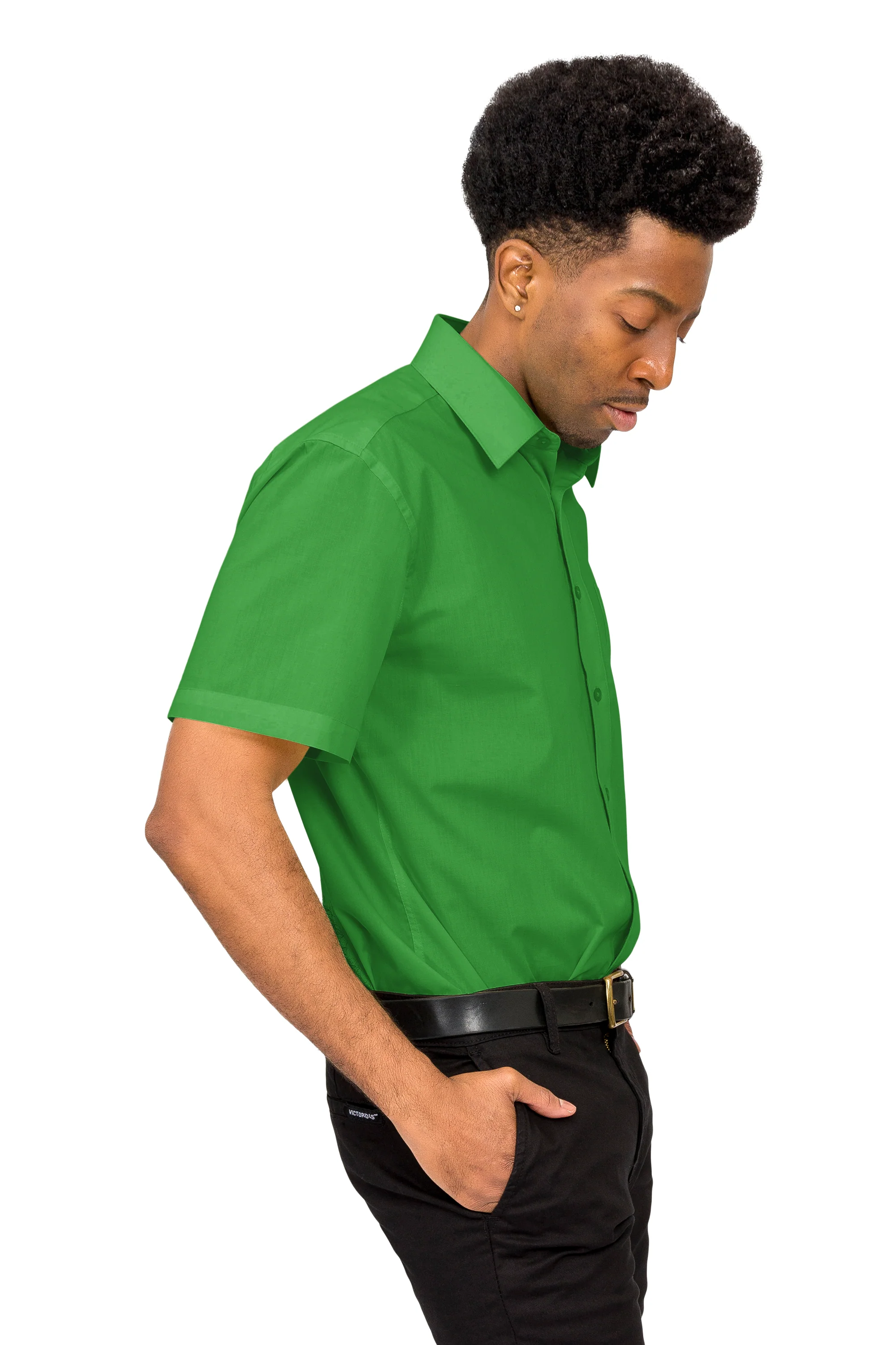 Men's Regular Fit Short Sleeve Solid Color Dress Shirts - Image 138