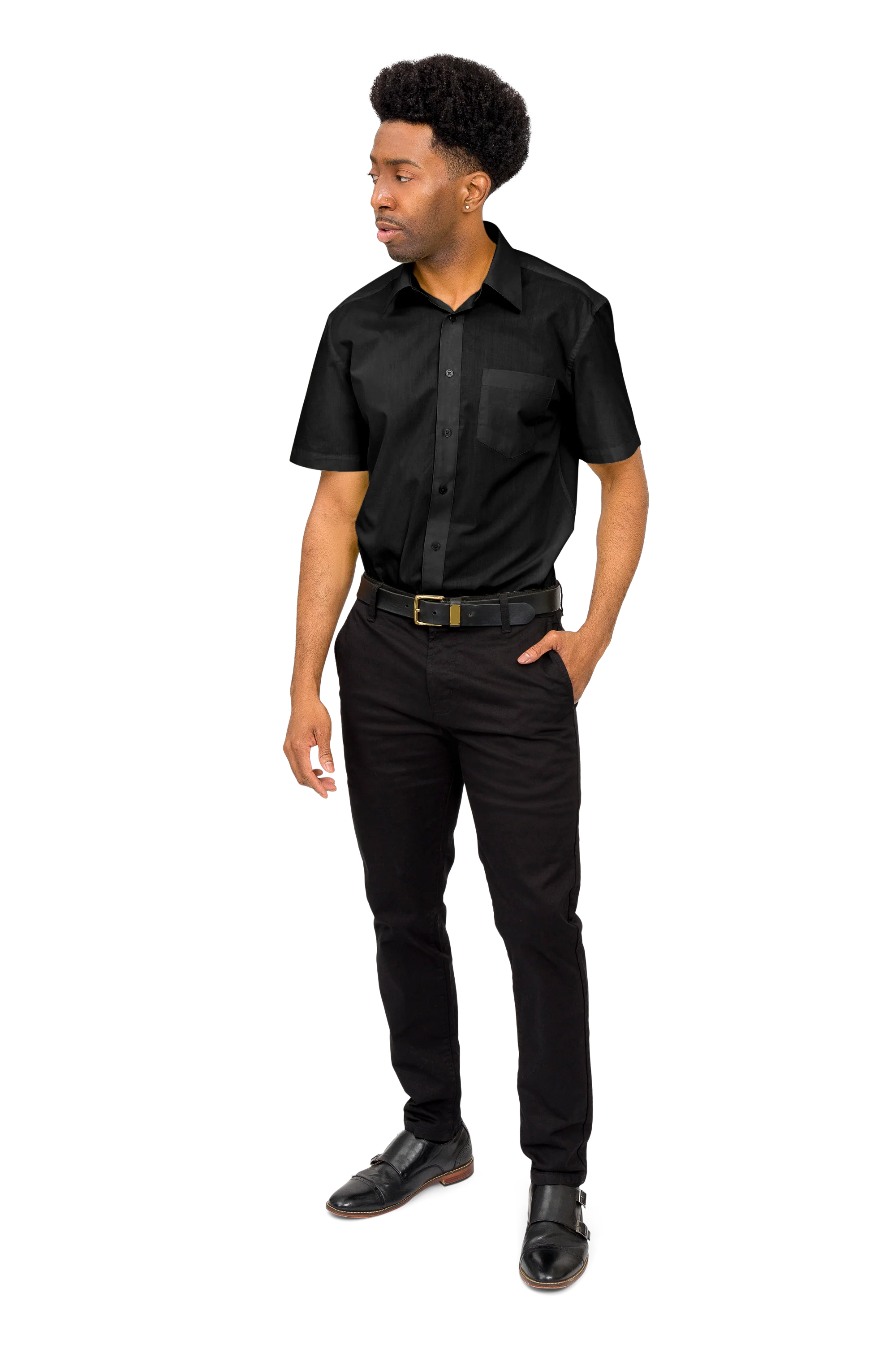Men's Regular Fit Short Sleeve Solid Color Dress Shirts - Image 15