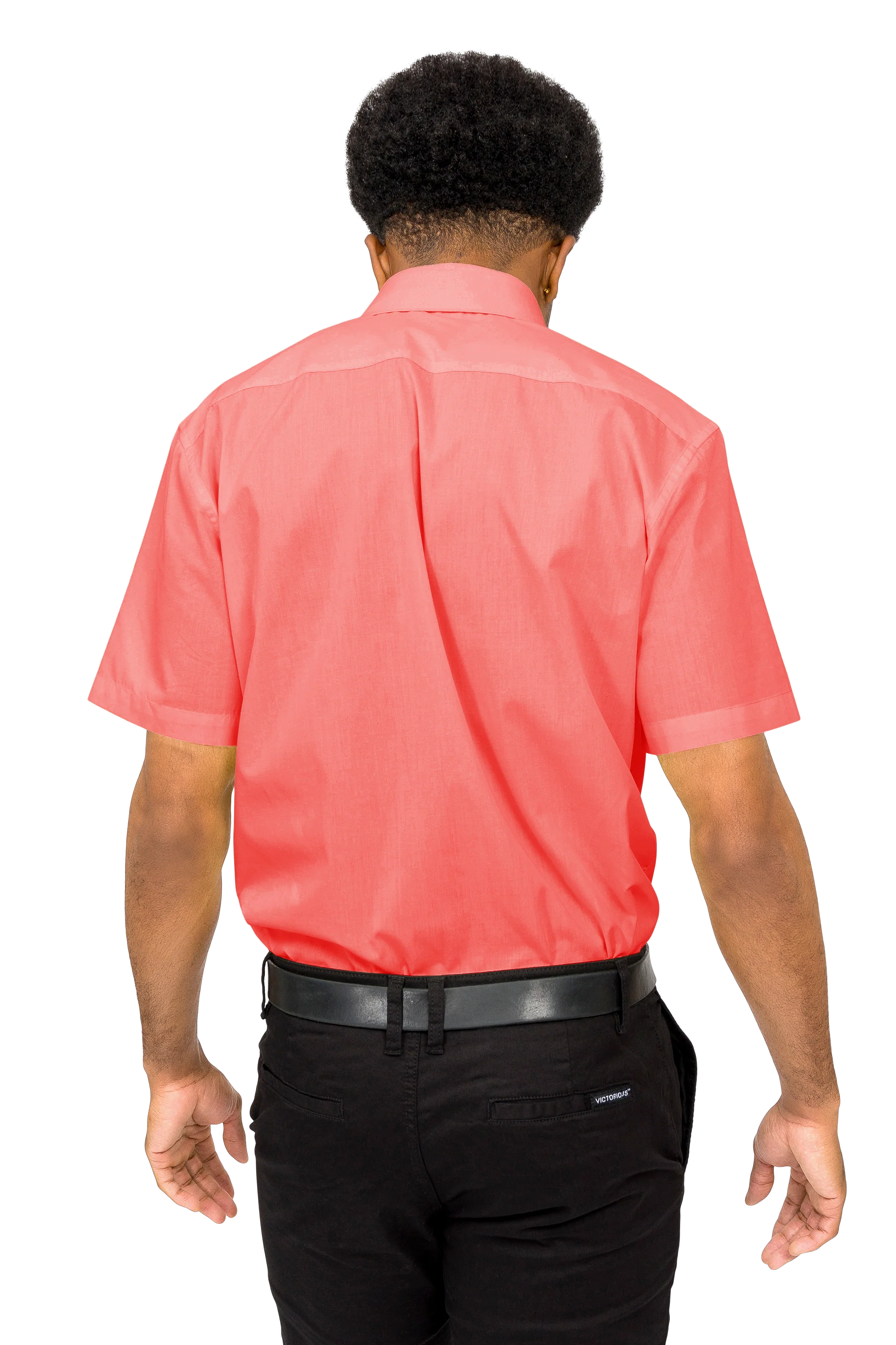 Men's Regular Fit Short Sleeve Solid Color Dress Shirts - Image 38