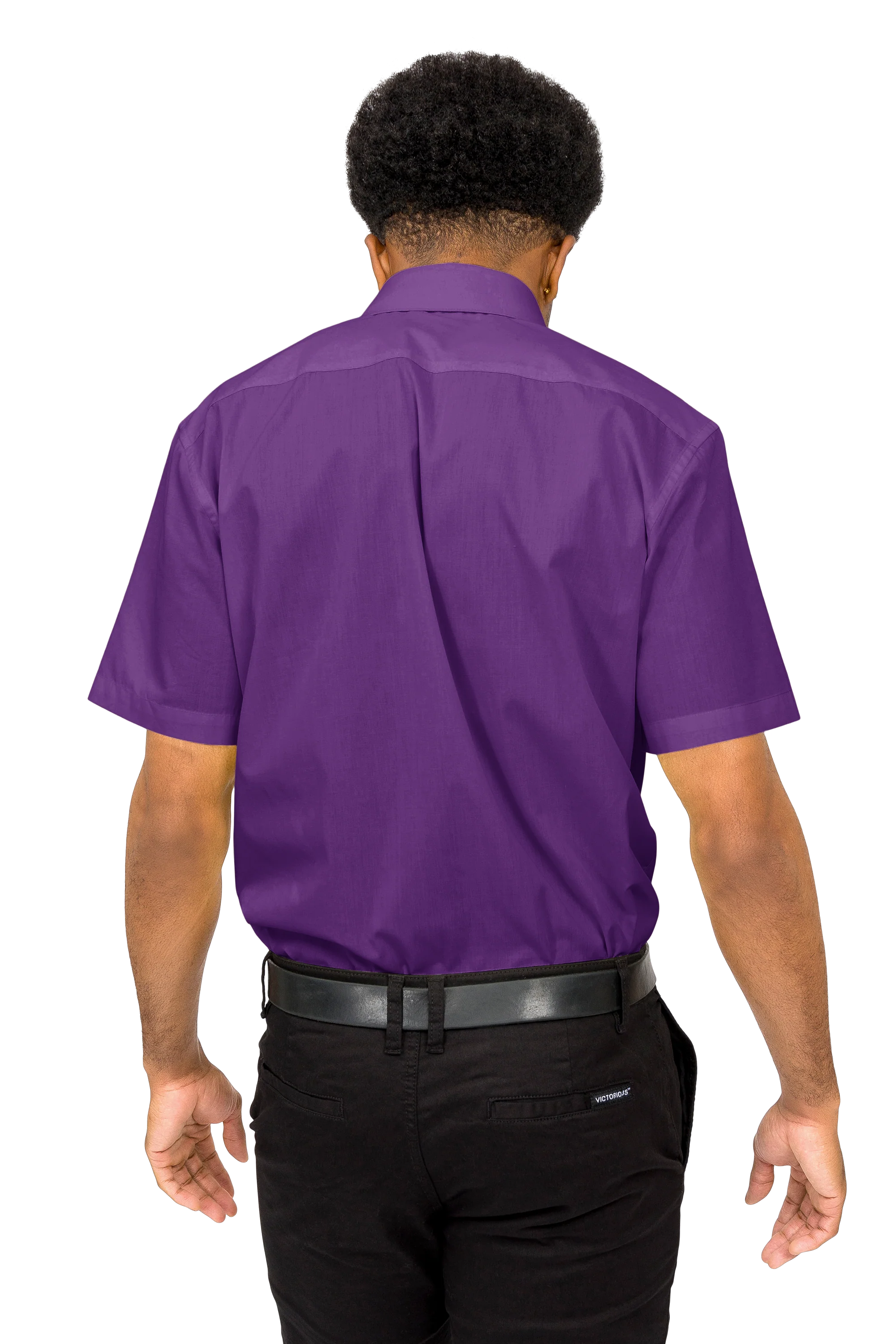 Men's Regular Fit Short Sleeve Solid Color Dress Shirts - Image 82