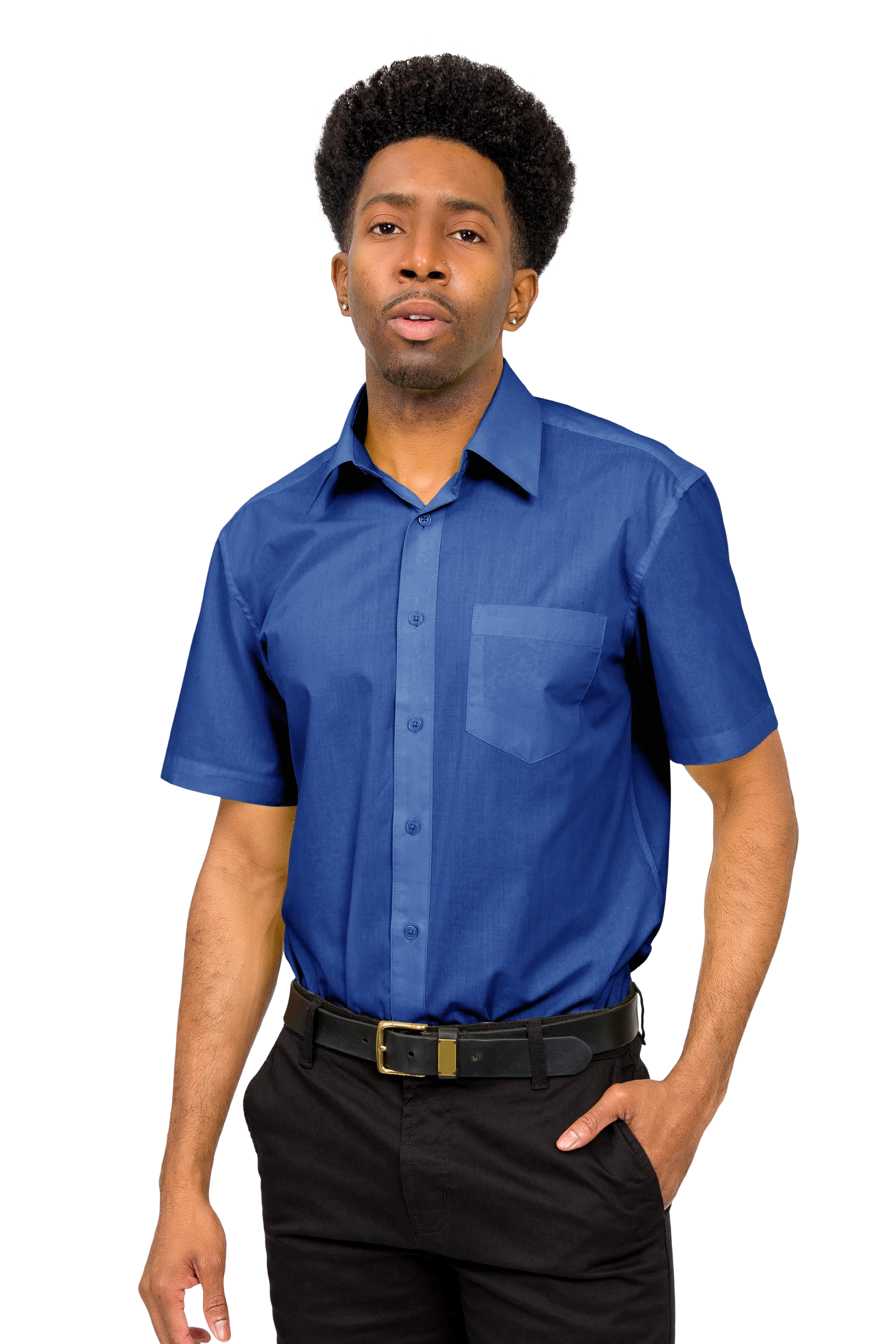Men's Regular Fit Short Sleeve Solid Color Dress Shirts - Image 90