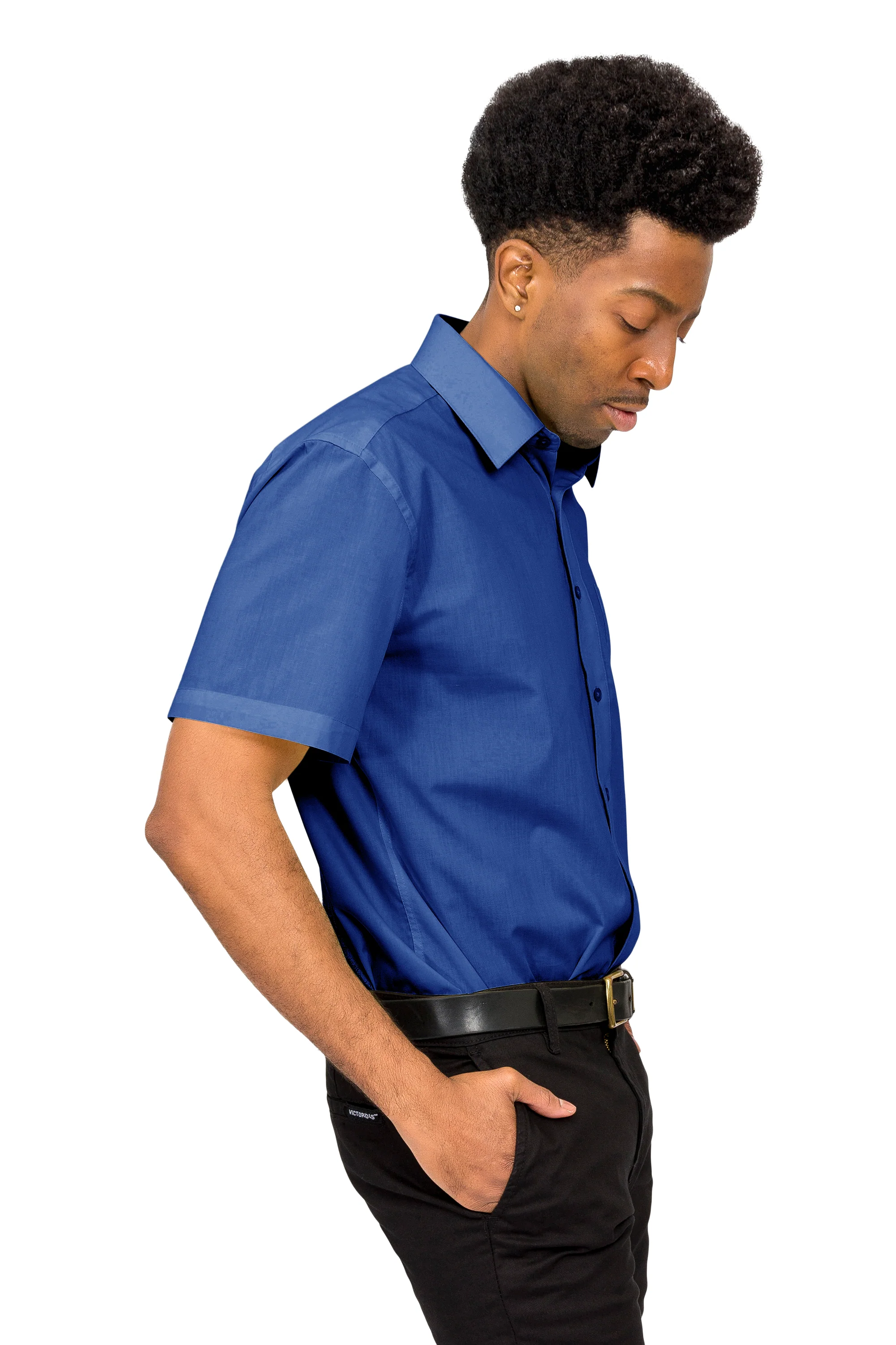 Men's Regular Fit Short Sleeve Solid Color Dress Shirts - Image 93