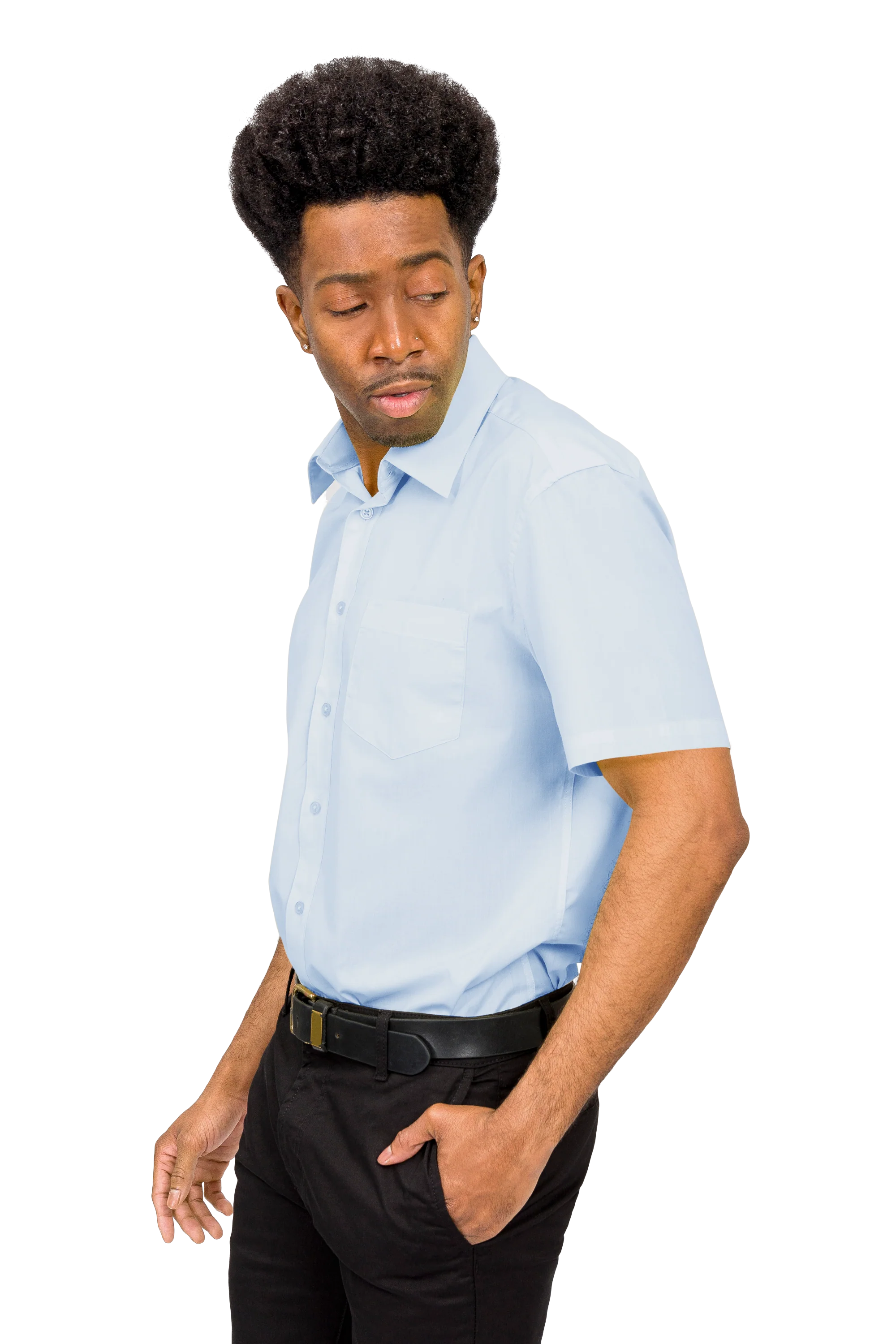 Men's Regular Fit Short Sleeve Solid Color Dress Shirts - Image 96