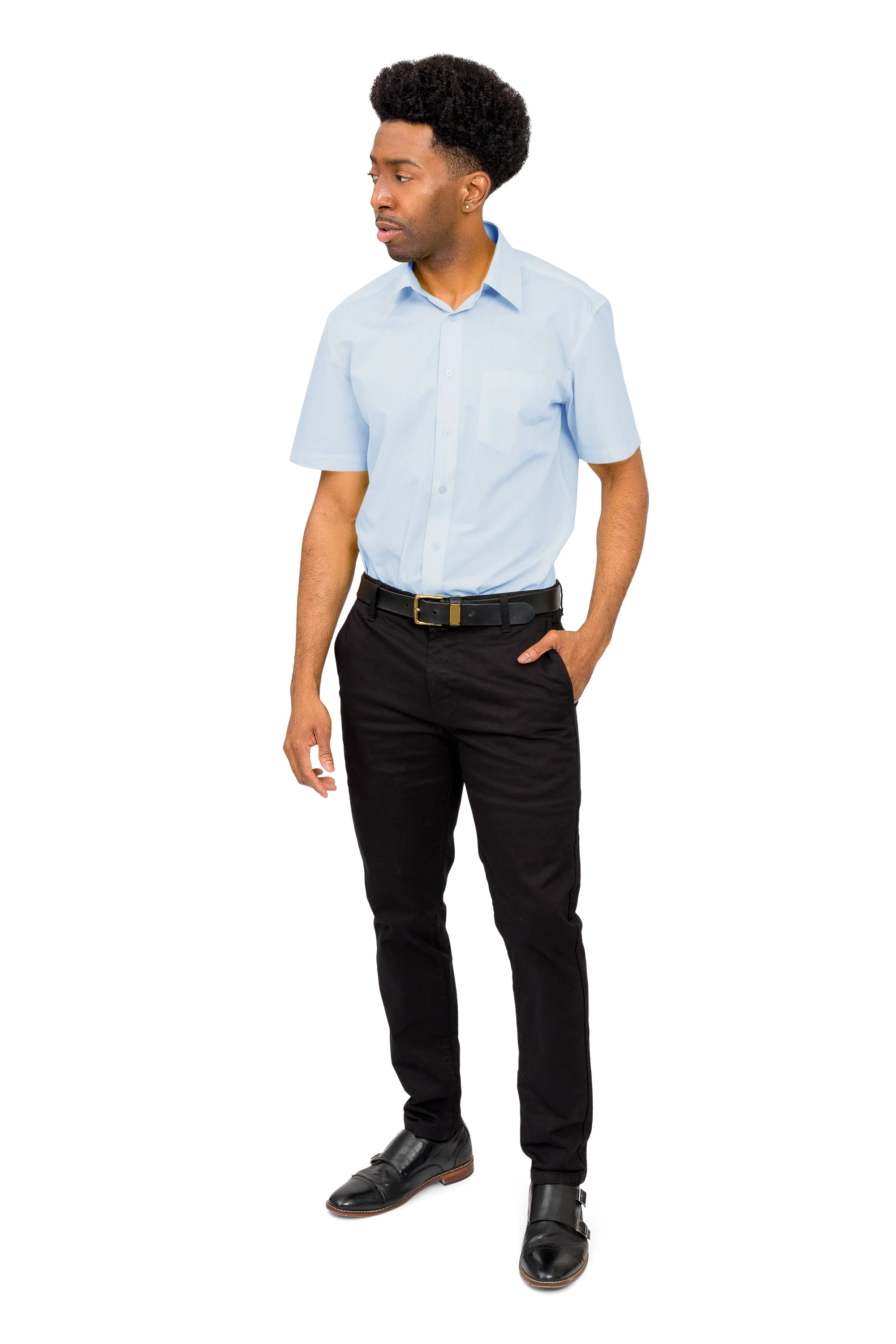 Men's Regular Fit Short Sleeve Solid Color Dress Shirts - Image 99