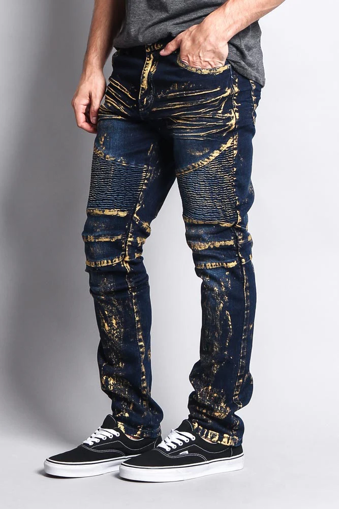 Foil Edge Biker Denim Jeans - Image 3