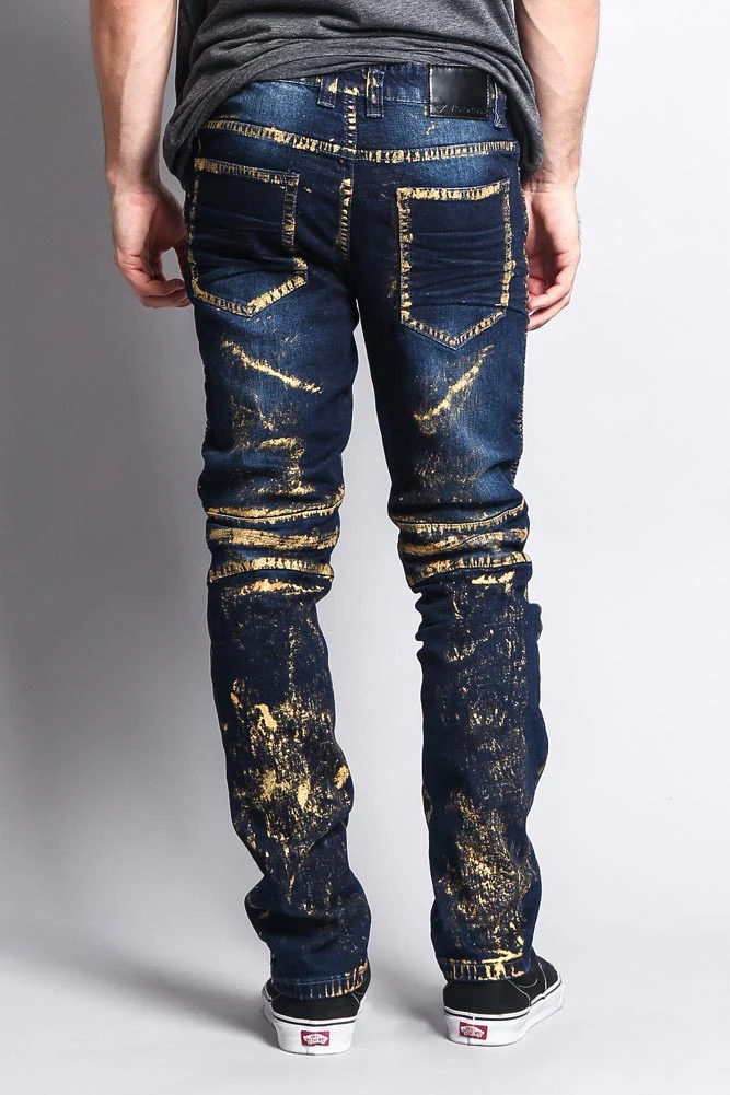 Foil Edge Biker Denim Jeans - Image 4
