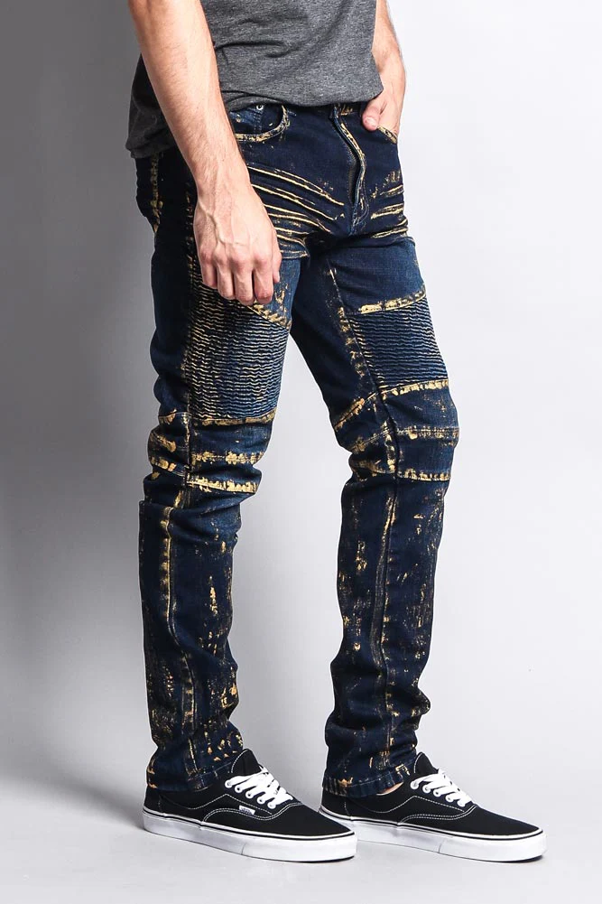Foil Edge Biker Denim Jeans - Image 5