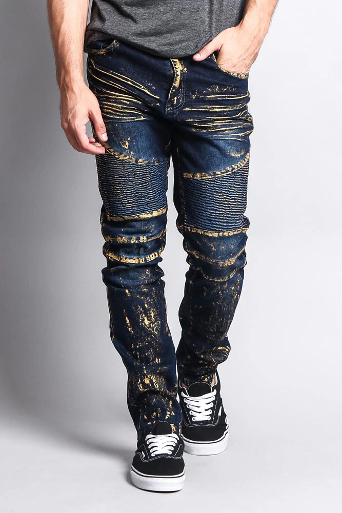 Foil Edge Biker Denim Jeans - Image 6