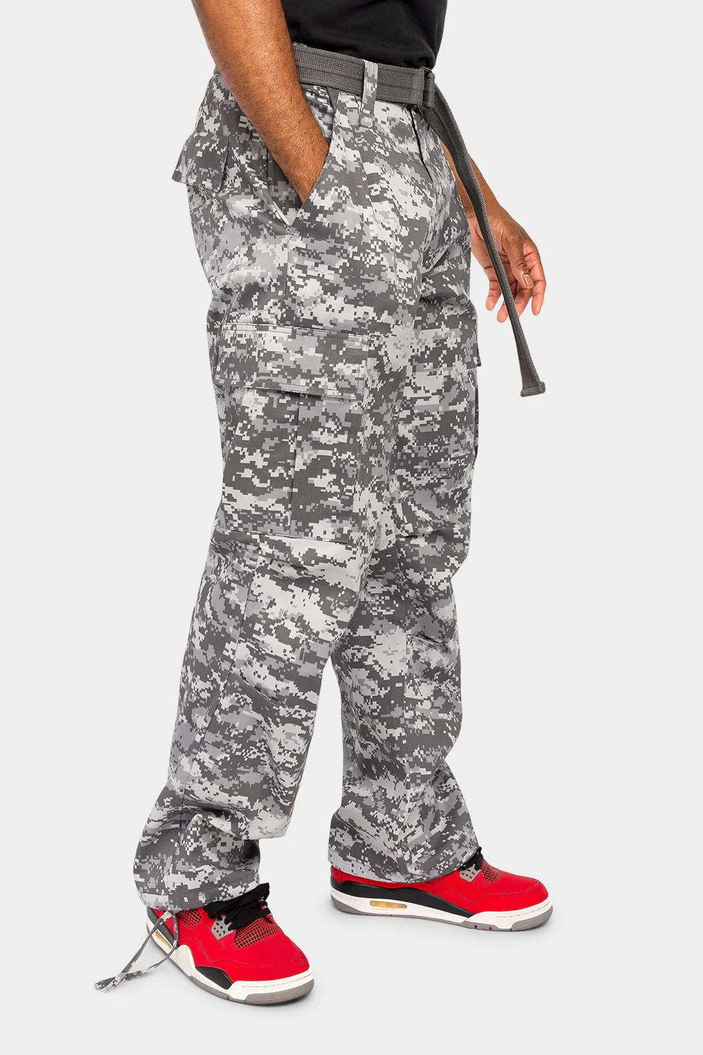 Essential Canvas Cargo Camo Pants with Belt - Image 11