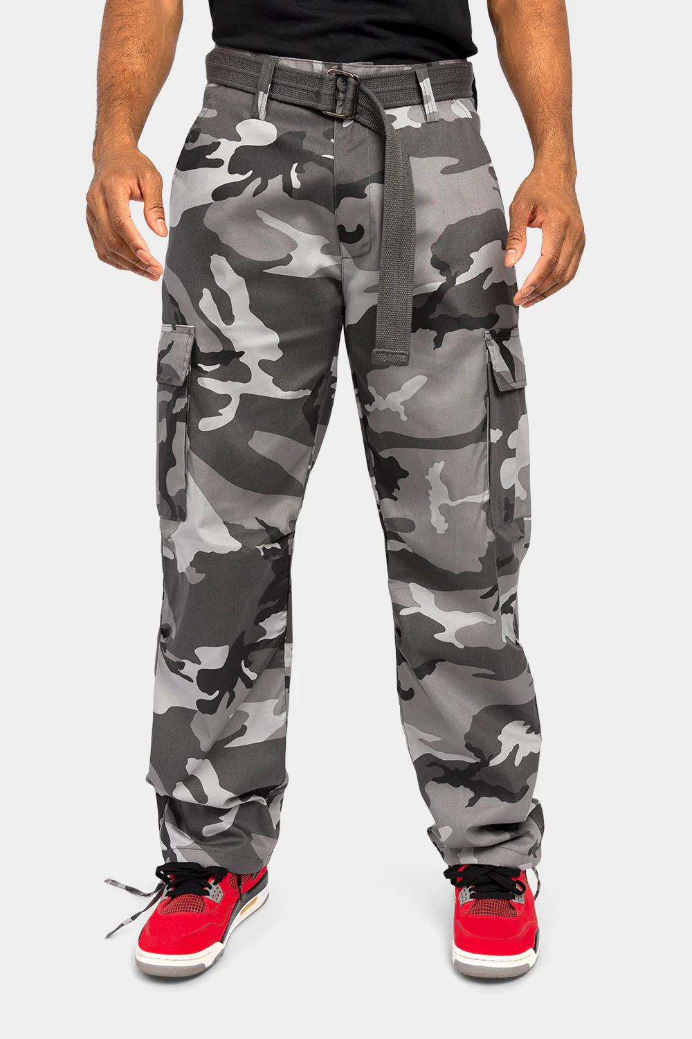Essential Canvas Cargo Camo Pants with Belt - Image 14