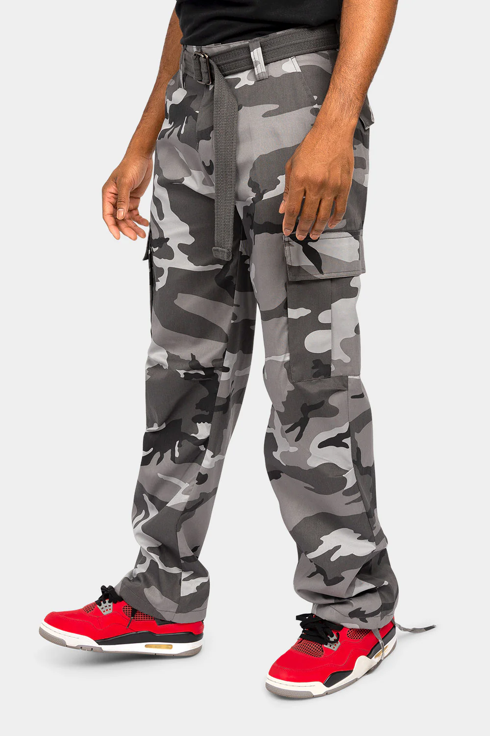 Essential Canvas Cargo Camo Pants with Belt - Image 15