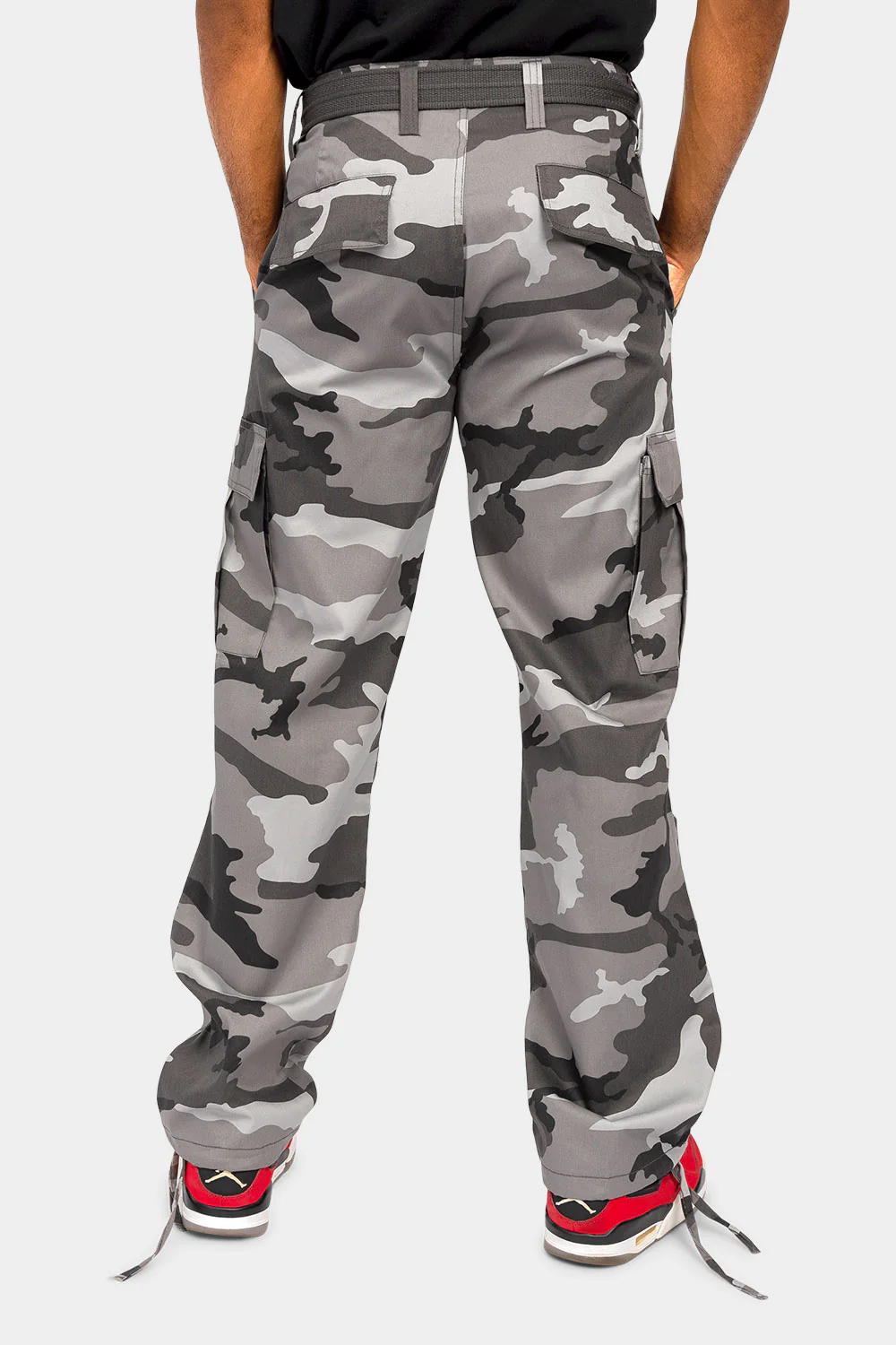 Essential Canvas Cargo Camo Pants with Belt - Image 16