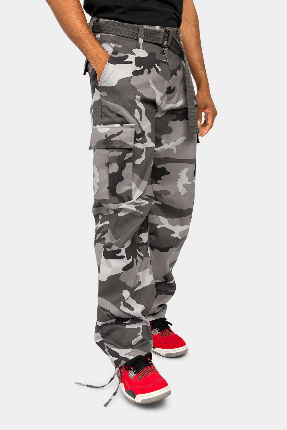 Essential Canvas Cargo Camo Pants with Belt - Image 17