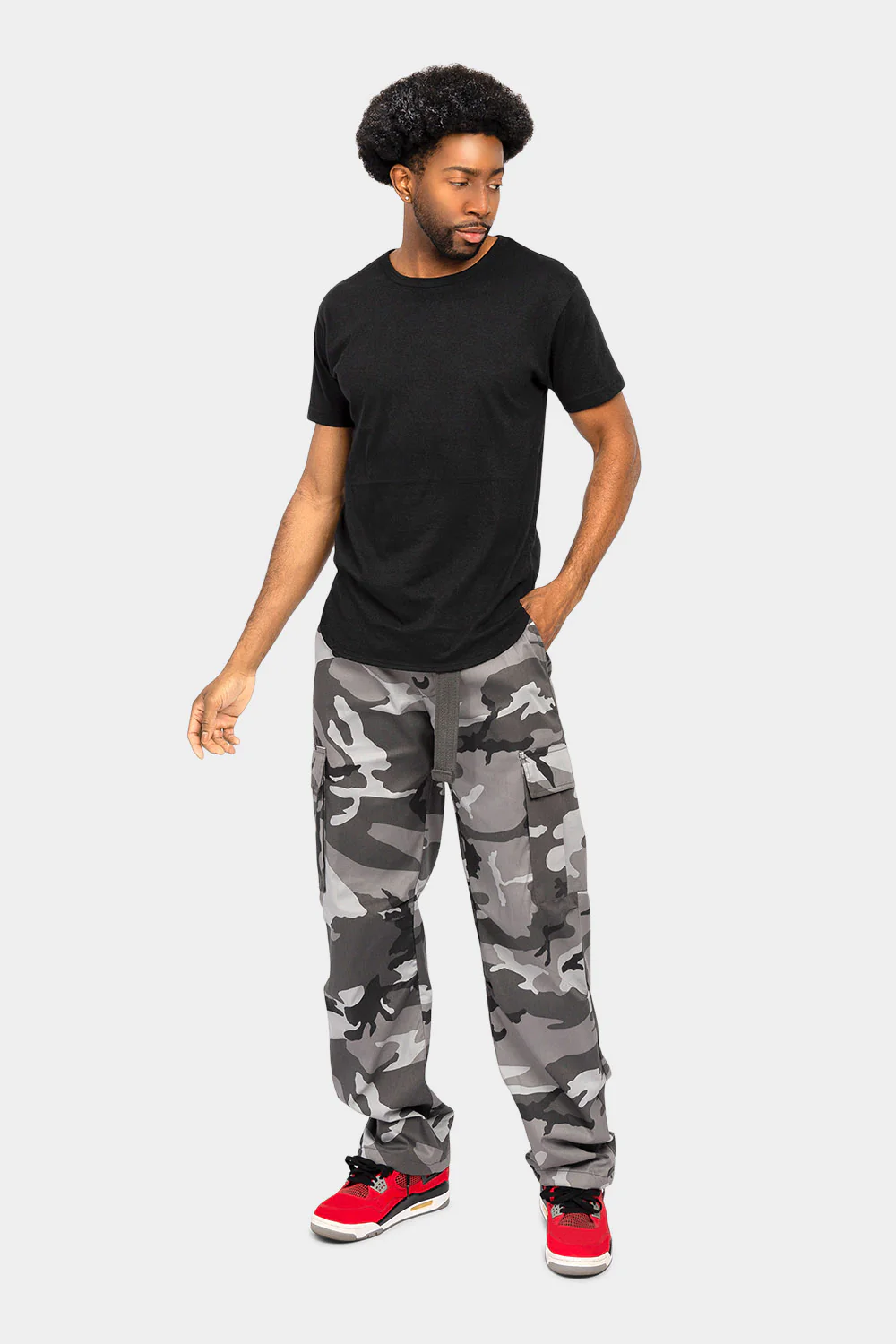 Essential Canvas Cargo Camo Pants with Belt - Image 19