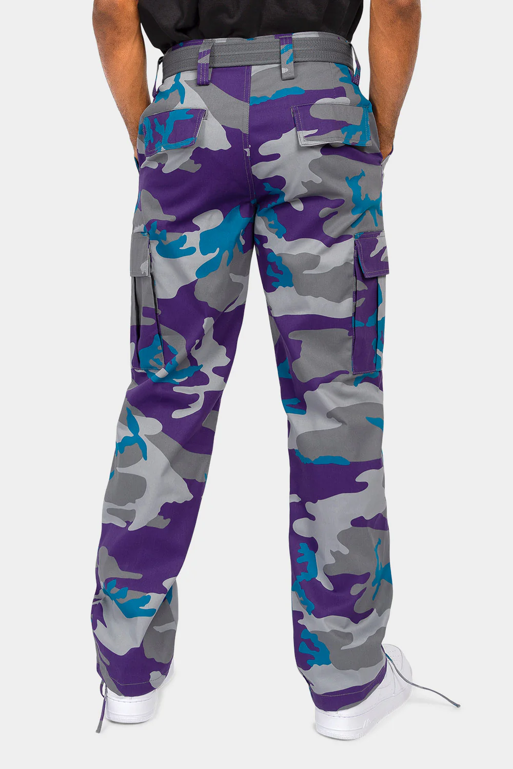 Essential Canvas Cargo Camo Pants with Belt - Image 22