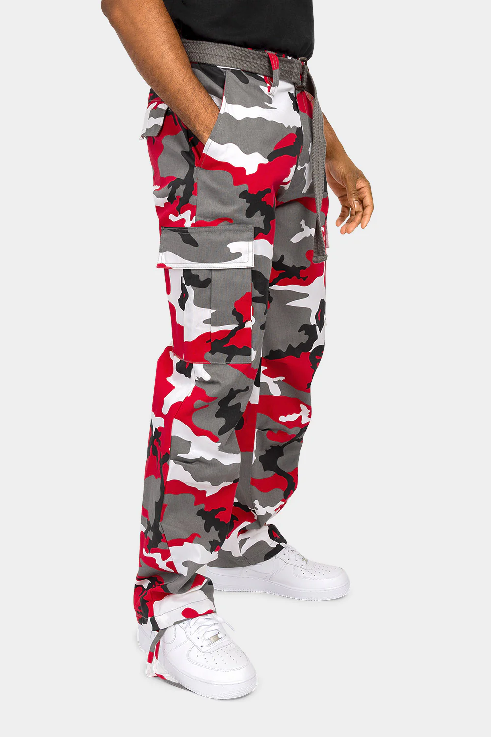 Essential Canvas Cargo Camo Pants with Belt - Image 28