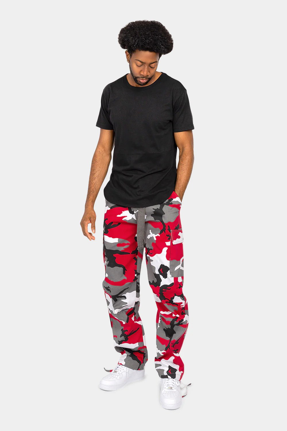 Essential Canvas Cargo Camo Pants with Belt - Image 30
