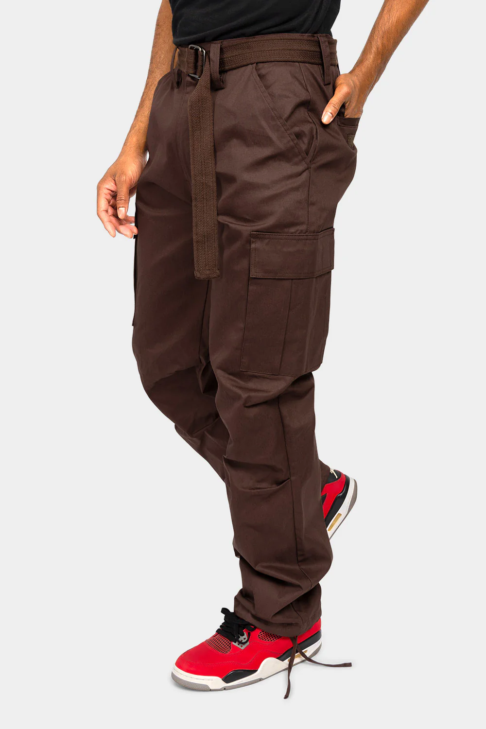 Essential Canvas Cargo Pants with Belt - Image 3