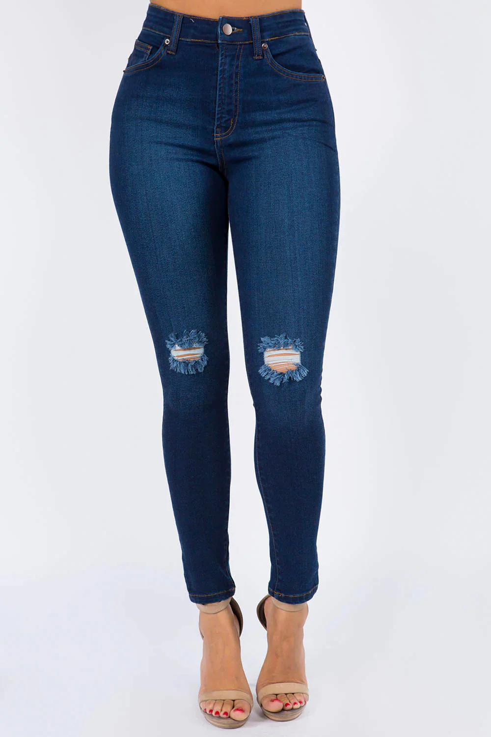 Essential High Waist Knee Slit Jeans - Image 12