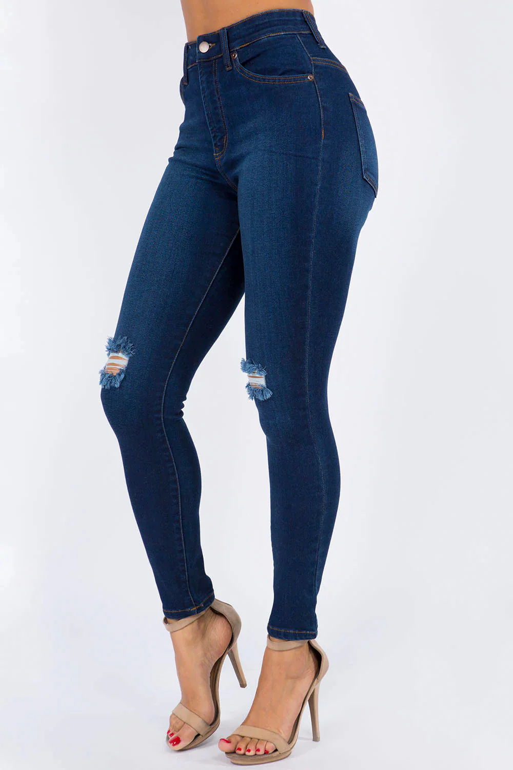 Essential High Waist Knee Slit Jeans - Image 13