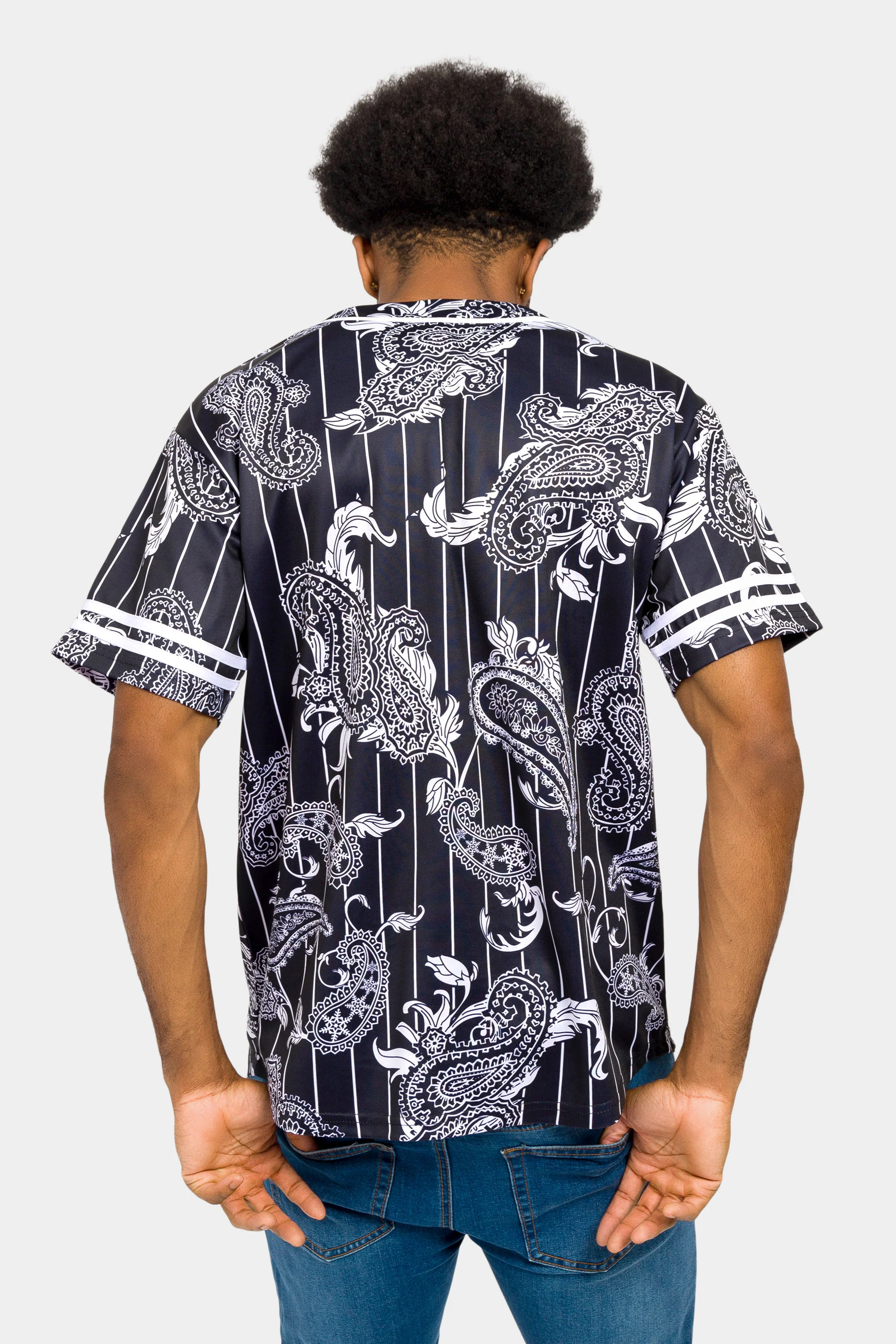 Essential Pinstripe Bandana Paisley Baseball Jersey - Image 18