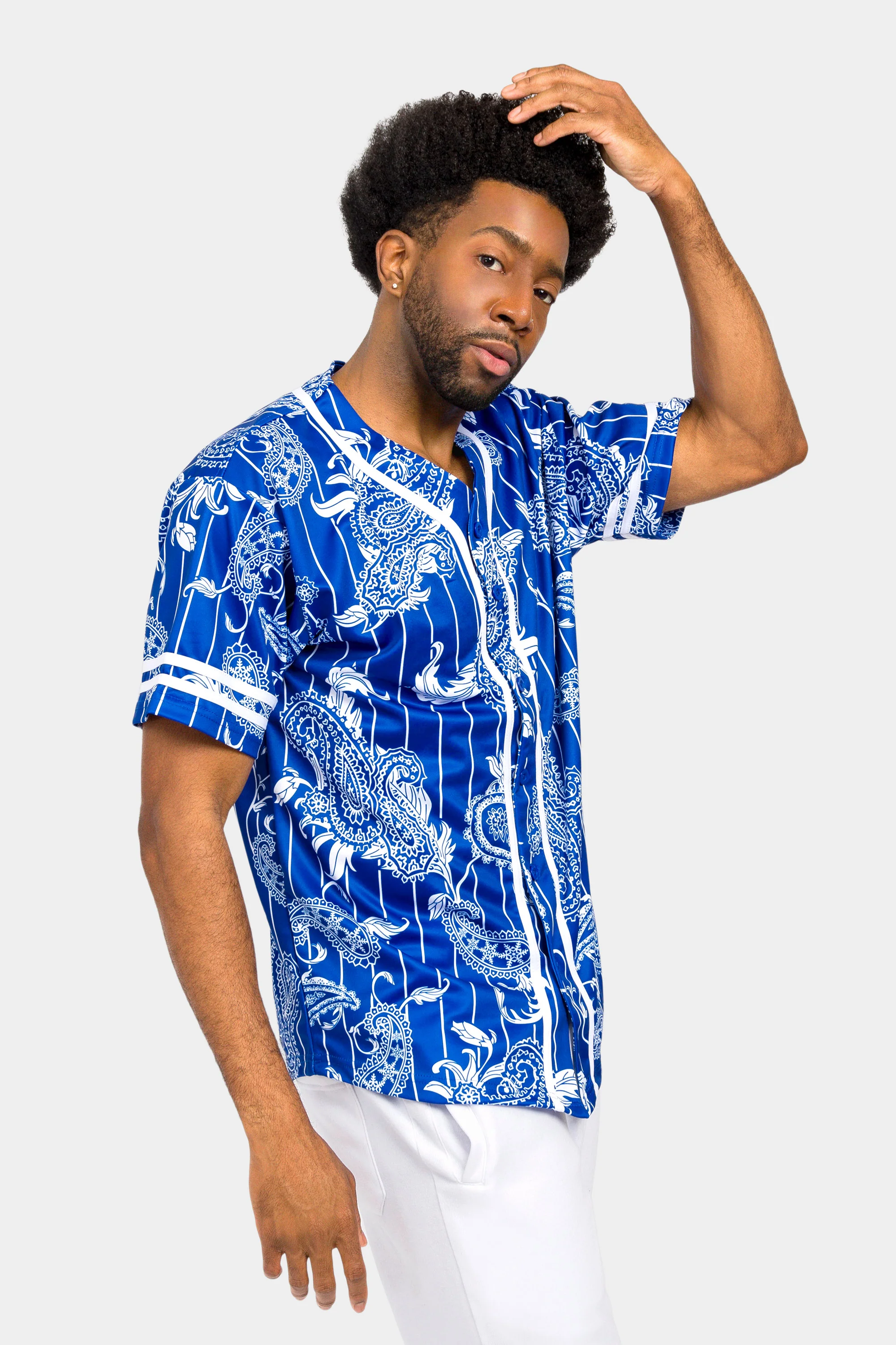 Essential Pinstripe Bandana Paisley Baseball Jersey - Image 9