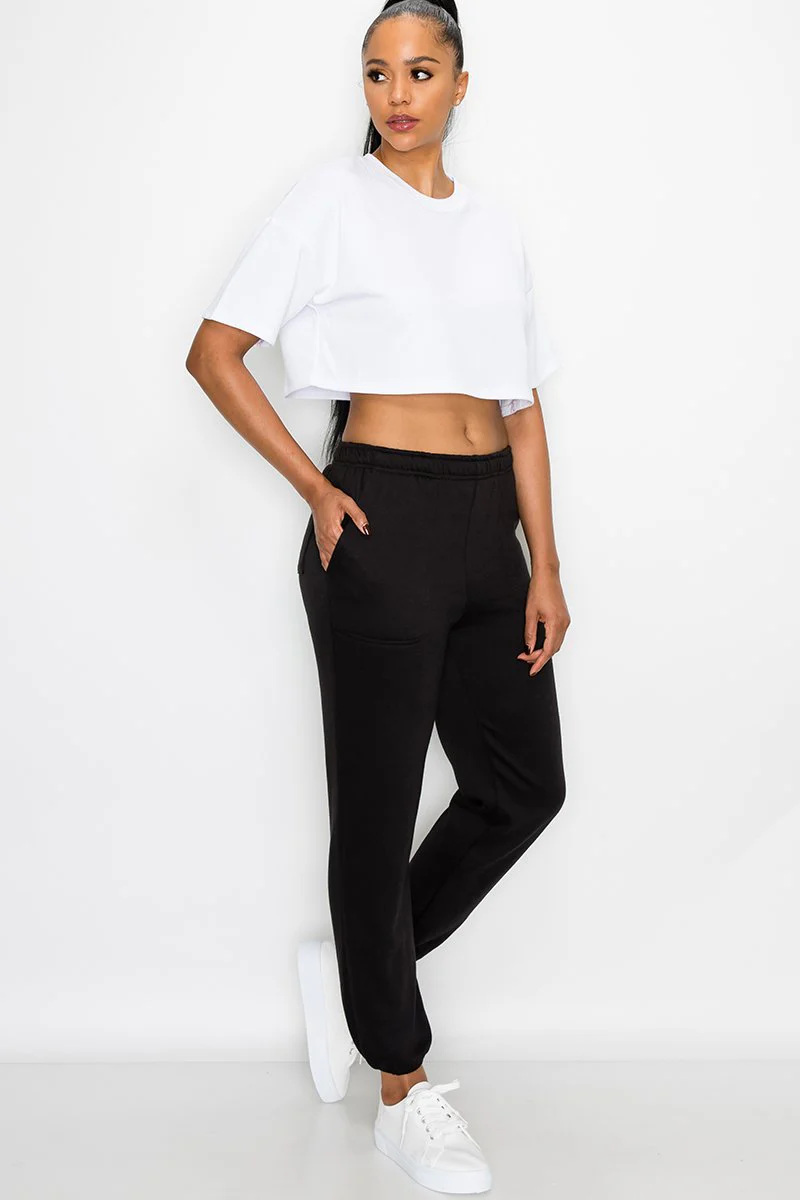 Essential Solid Lightweight Fleece Sweatpants - Image 3