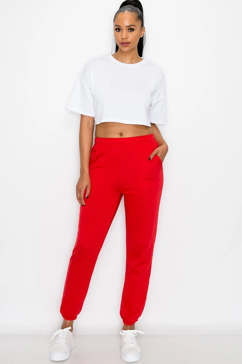 Essential Solid Lightweight Fleece Sweatpants - Image 9