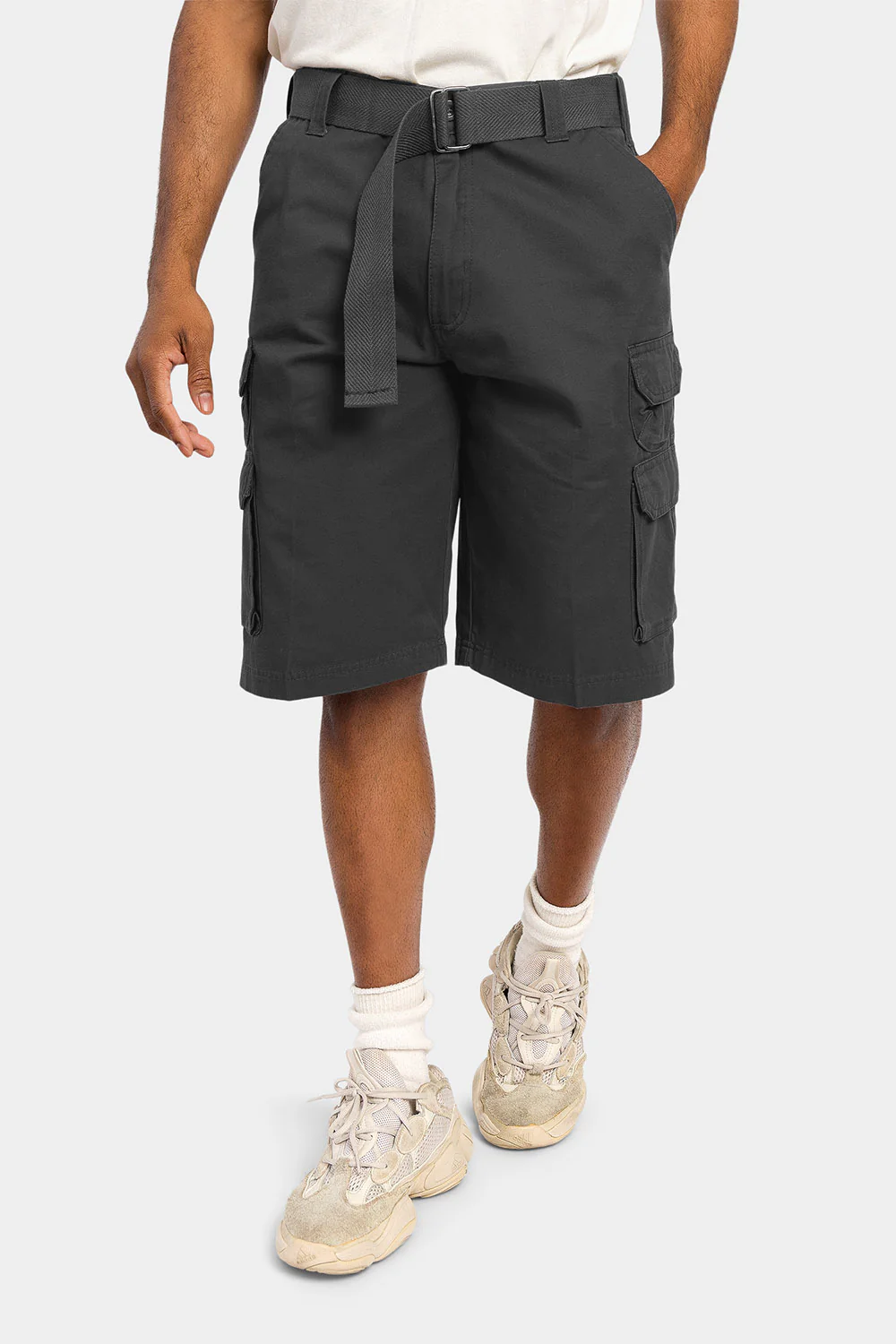 Essential Solid Relaxed Fit Chino Cargo Shorts - Image 9