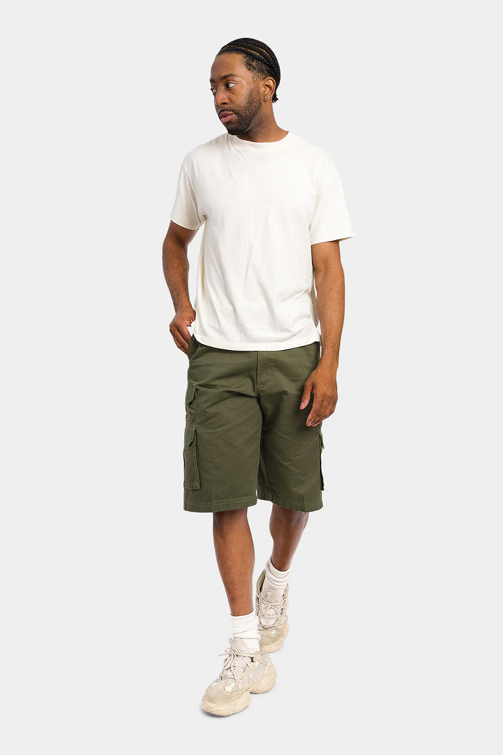 Essential Solid Relaxed Fit Chino Cargo Shorts - Image 30