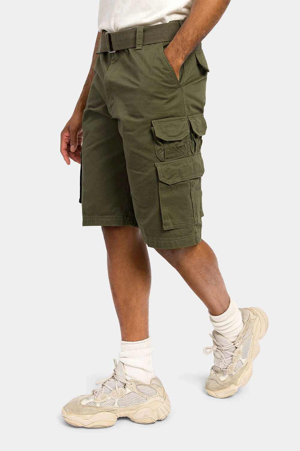 Essential Solid Relaxed Fit Chino Cargo Shorts - Image 32