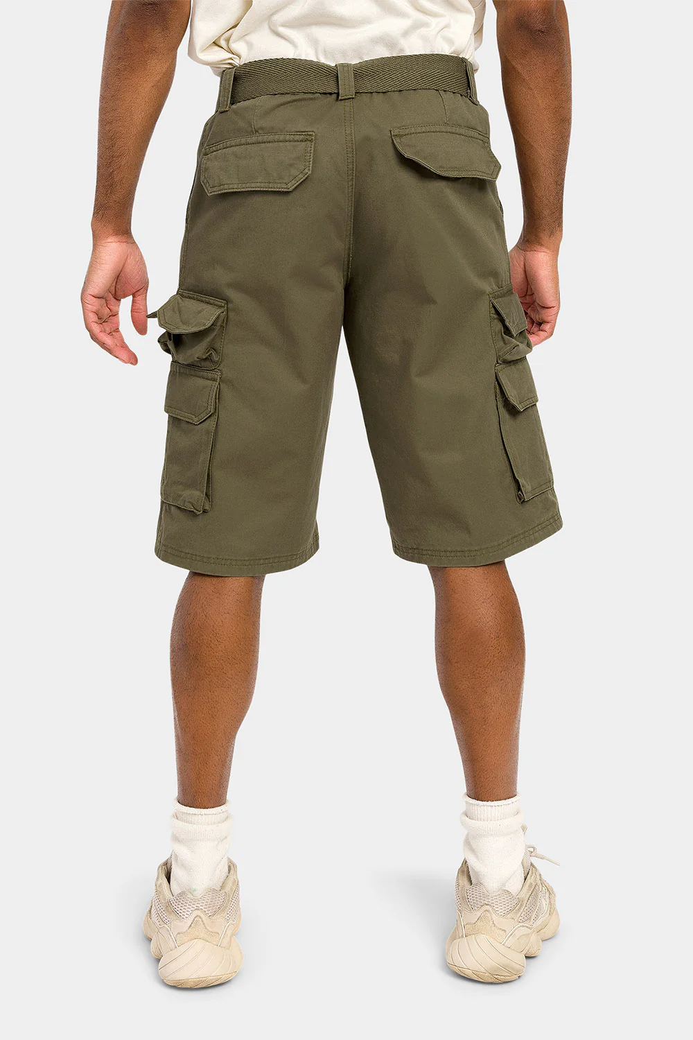Essential Solid Relaxed Fit Chino Cargo Shorts - Image 4