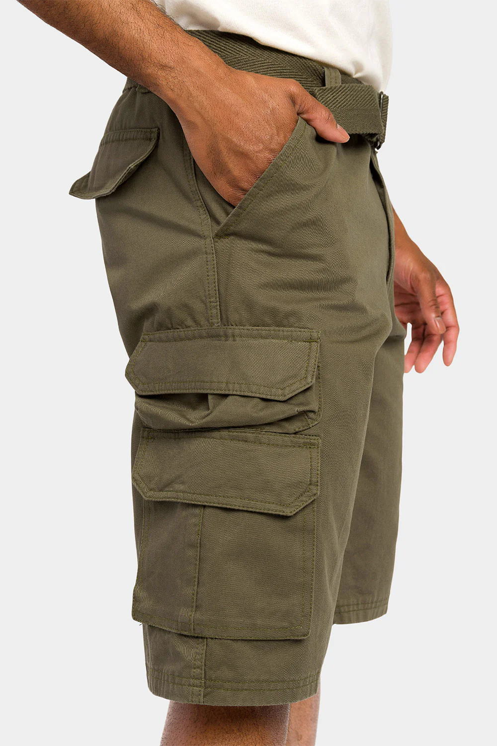 Essential Solid Relaxed Fit Chino Cargo Shorts - Image 6
