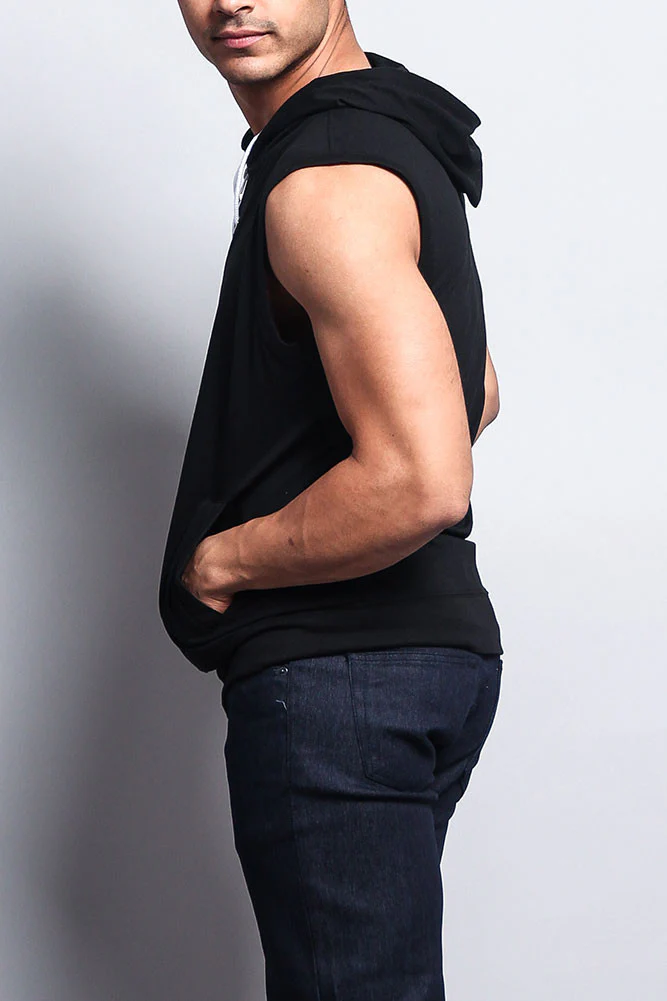 Eyelet Sleeveless Contrast Hoodie - Image 11