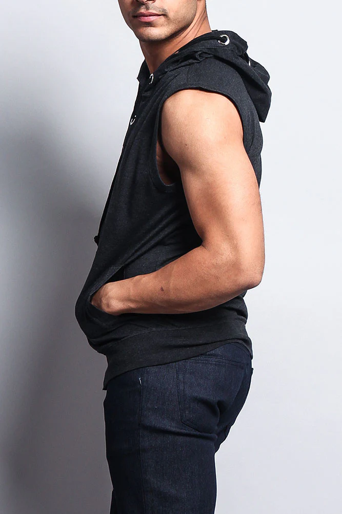 Eyelet Sleeveless Contrast Hoodie - Image 16