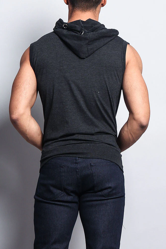 Eyelet Sleeveless Contrast Hoodie - Image 17