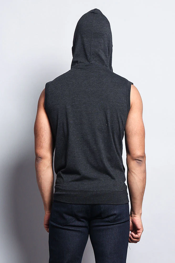 Eyelet Sleeveless Contrast Hoodie - Image 18