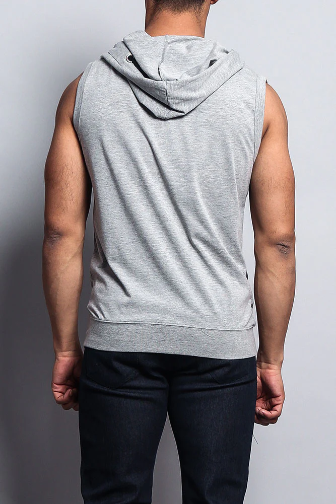 Eyelet Sleeveless Contrast Hoodie - Image 25