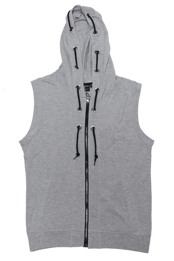 Eyelet Sleeveless Contrast Hoodie - Image 30