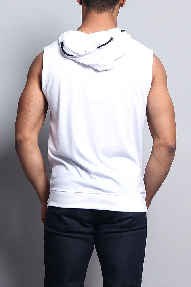 Eyelet Sleeveless Contrast Hoodie - Image 32