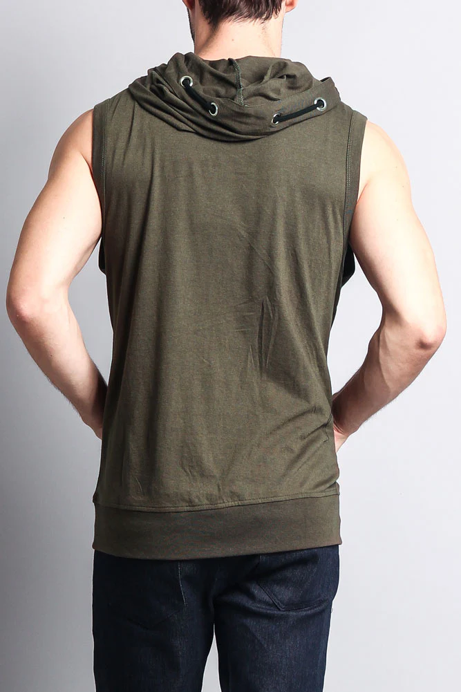 Eyelet Sleeveless Contrast Hoodie - Image 53