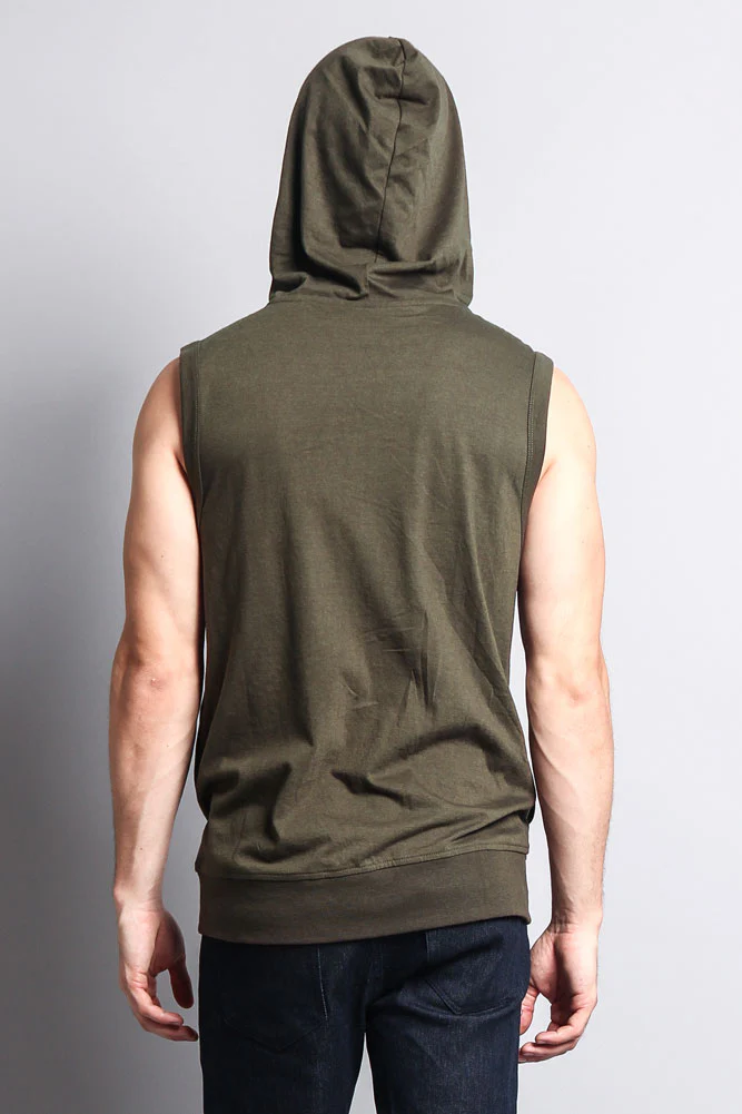 Eyelet Sleeveless Contrast Hoodie - Image 56