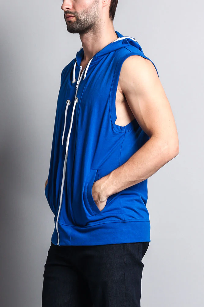Eyelet Sleeveless Contrast Hoodie - Image 58