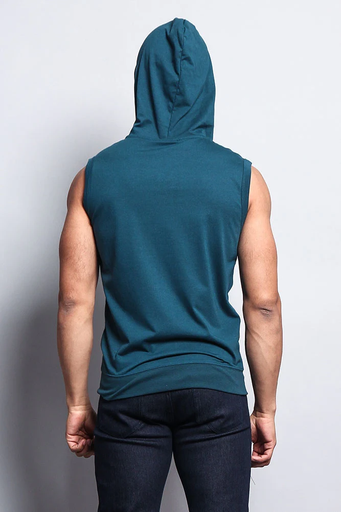 Eyelet Sleeveless Contrast Hoodie - Image 6