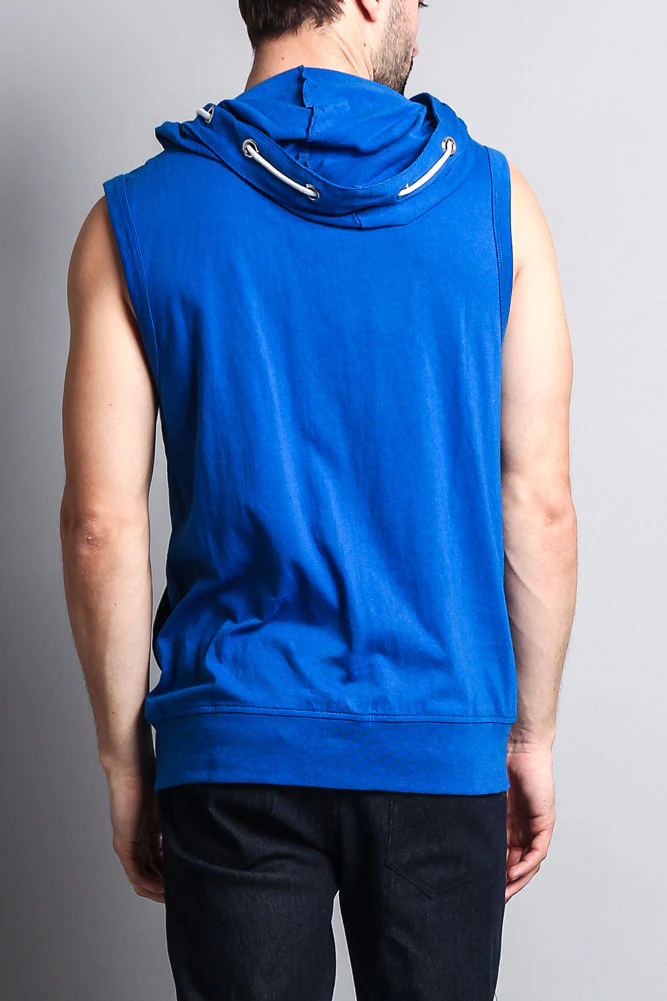 Eyelet Sleeveless Contrast Hoodie - Image 60