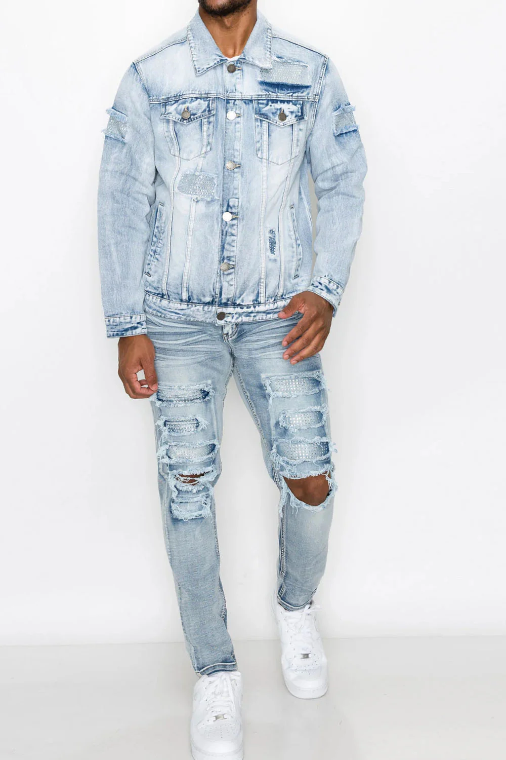 Faded Diamond Denim Jacket - Image 2