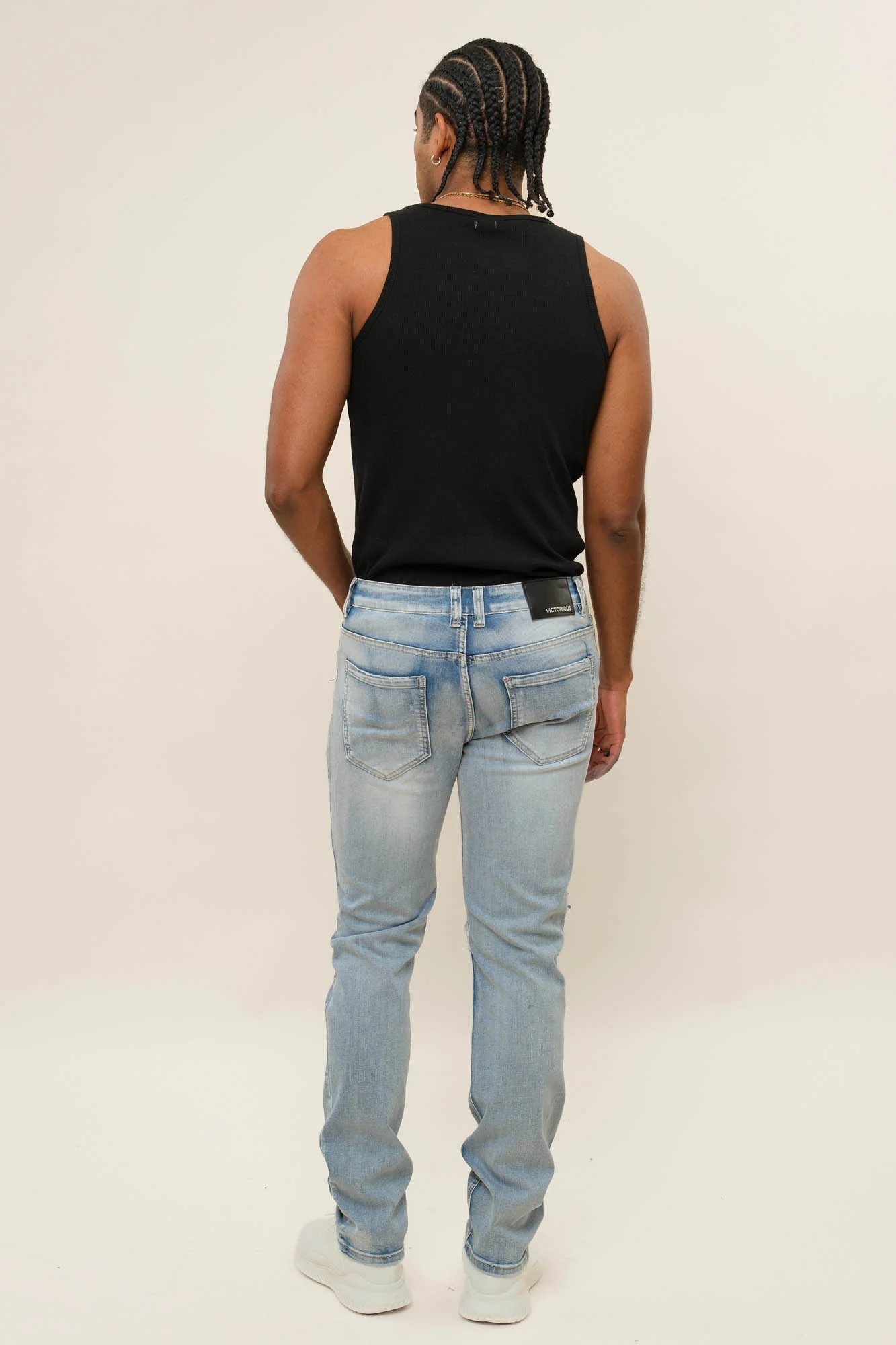 Faded Ripped Repair Denim Jeans - Image 15