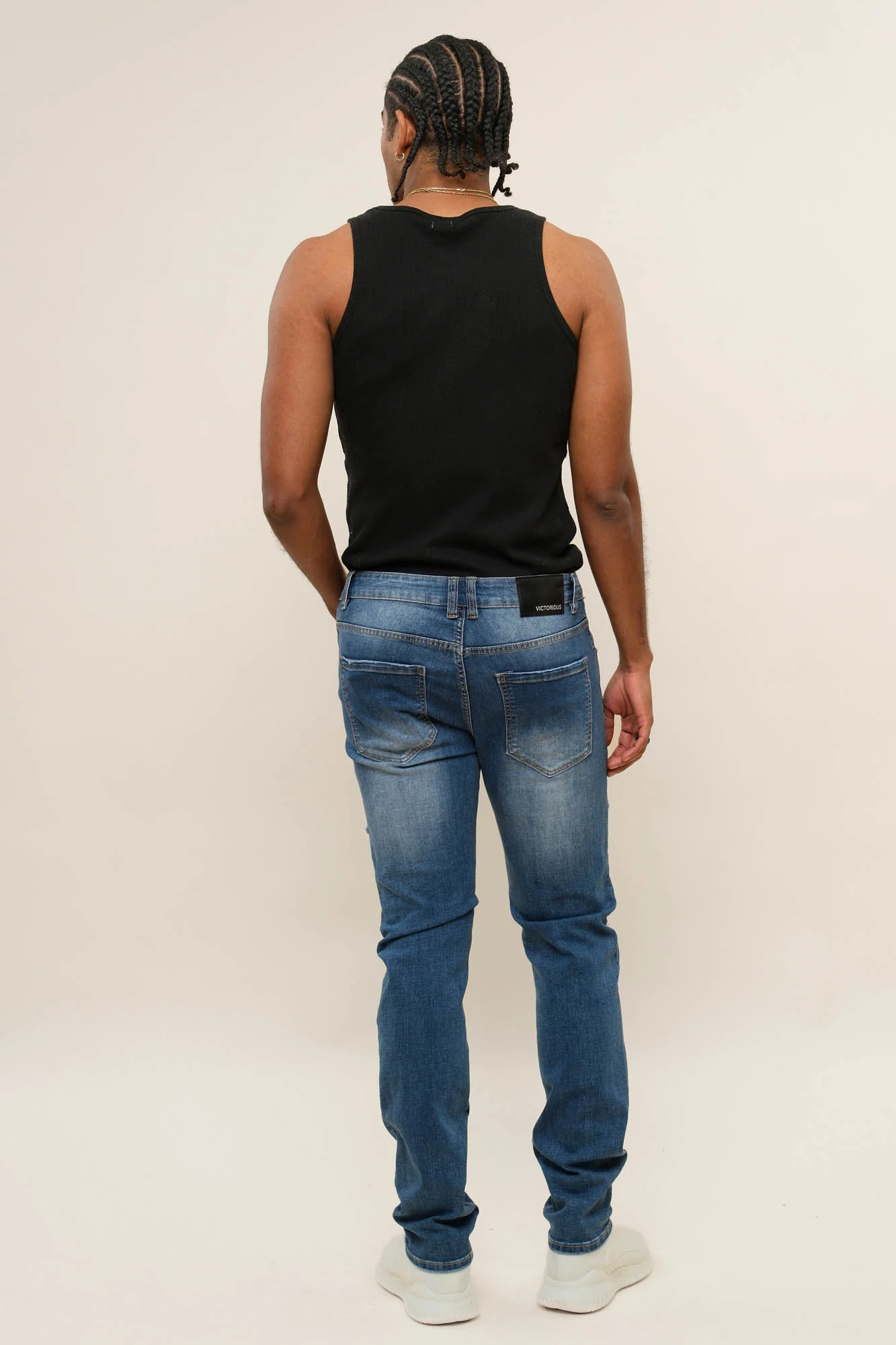 Faded Ripped Repair Denim Jeans - Image 20